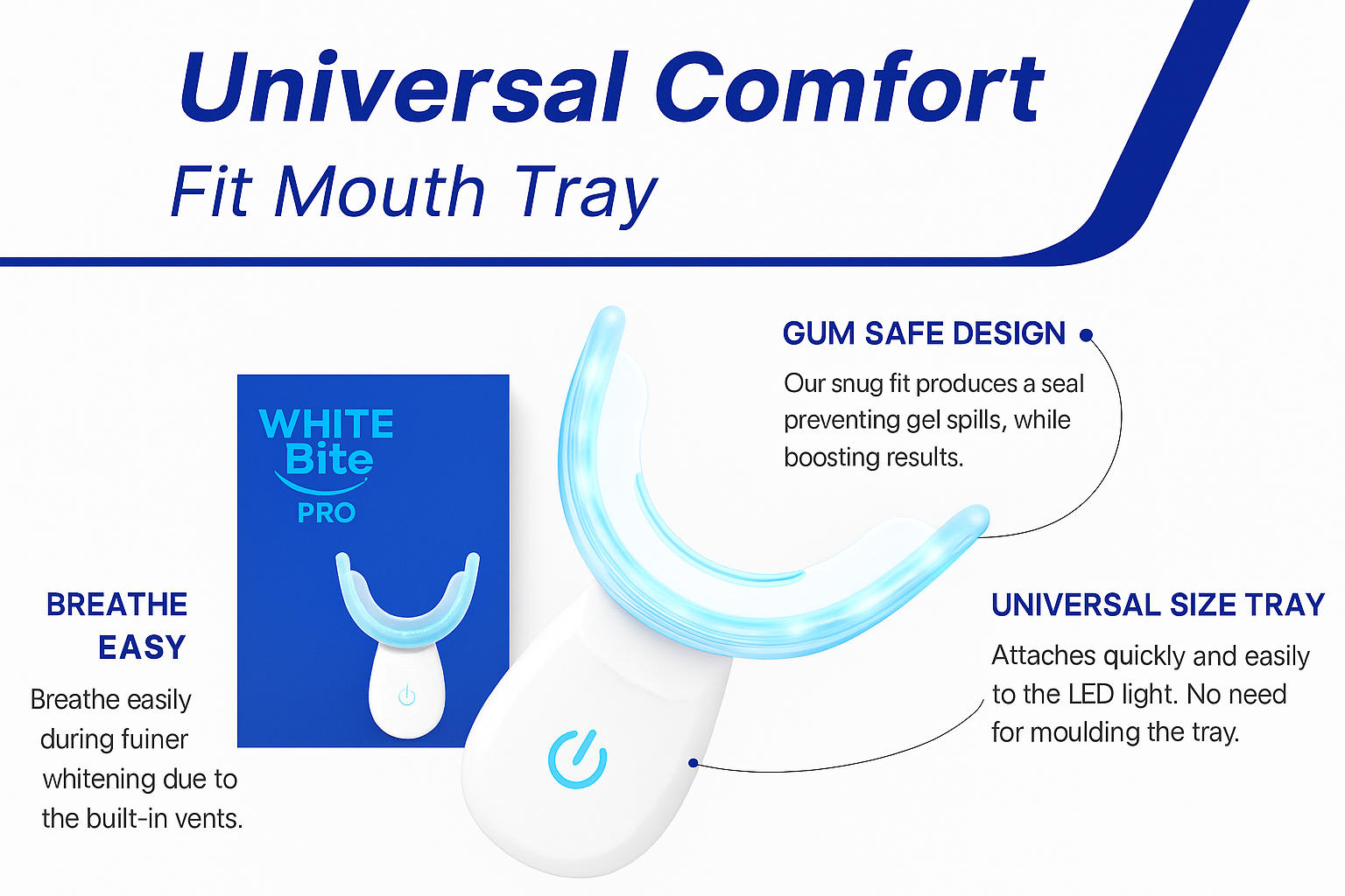 White Bite Pro™ LED Whitening Light – 16x Blue LEDs, Rechargeable & Timer-Controlled